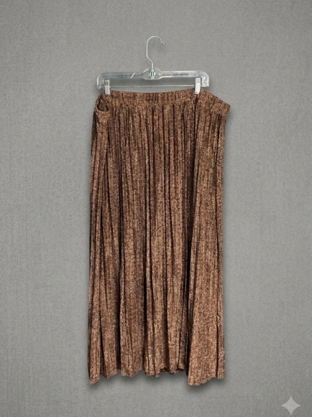 Lane Bryant NWT Metallic Pleated Maxi Skirt Bronze Gold Brown Plus 22/24 Stretch